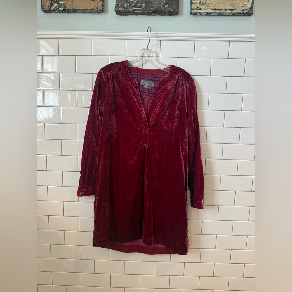 Anthropologie Velvet Cranberry Dress